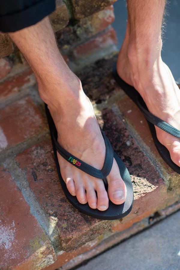 Flojos Nalu - Men's Sandal Black/Rasta