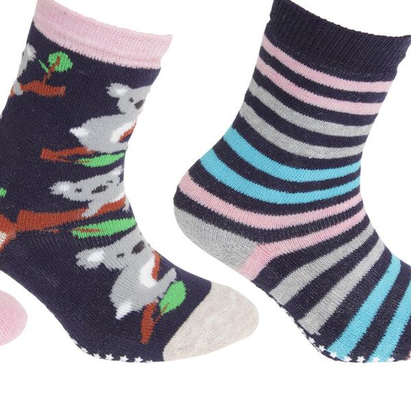Floso FLOSO Childrens Girls Cotton Rich Gripper Socks (3 Pairs)