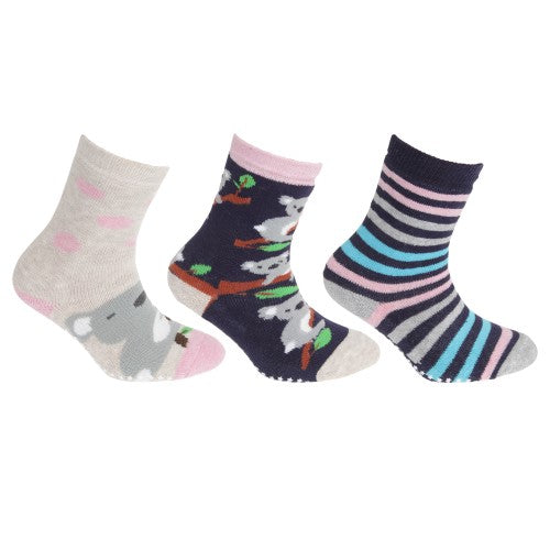 floso FLOSO Childrens Girls Cotton Rich Gripper Socks (3 Pairs)