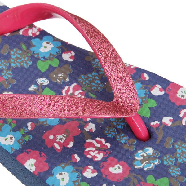 Floso FLOSO Childrens/Girls Floral Toe Post Flip Flops With Glitter Strap