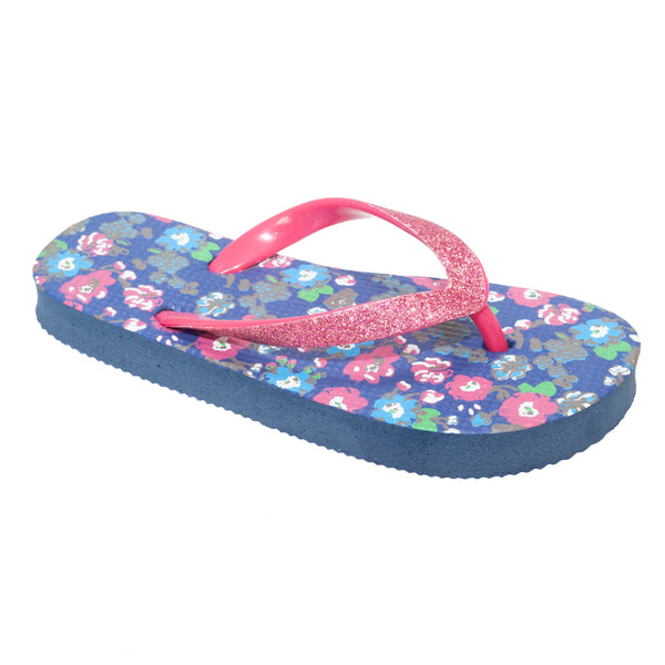 floso FLOSO Childrens/Girls Floral Toe Post Flip Flops With Glitter Strap
