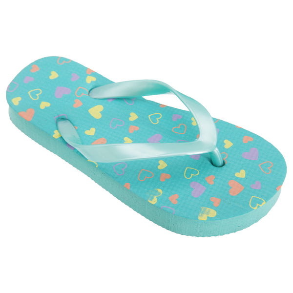 Floso FLOSO Childrens Girls Heart Patterned Toe Post Flip Flops