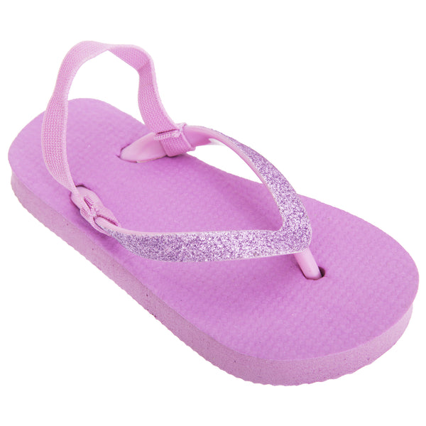 Floso FLOSO Childrens Girls Plain Toe Post Flip Flops With Glitter Strap