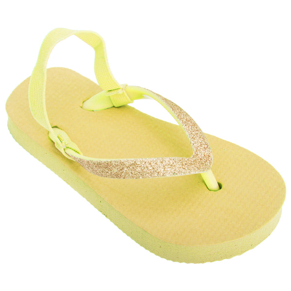 Floso FLOSO Childrens Girls Plain Toe Post Flip Flops With Glitter Strap