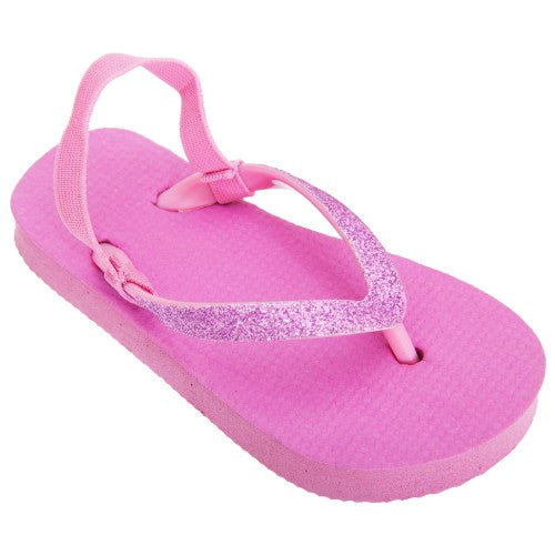 floso FLOSO Childrens Girls Plain Toe Post Flip Flops With Glitter Strap
