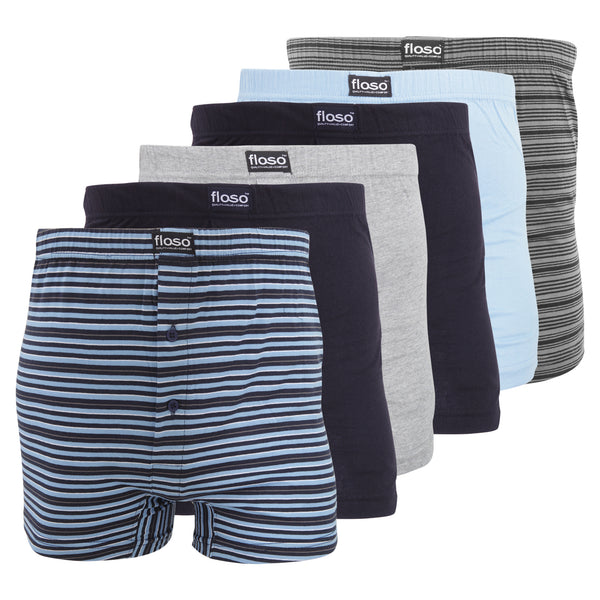 floso FLOSO Mens Cotton Mix Boxer Shorts (Pack Of 6)