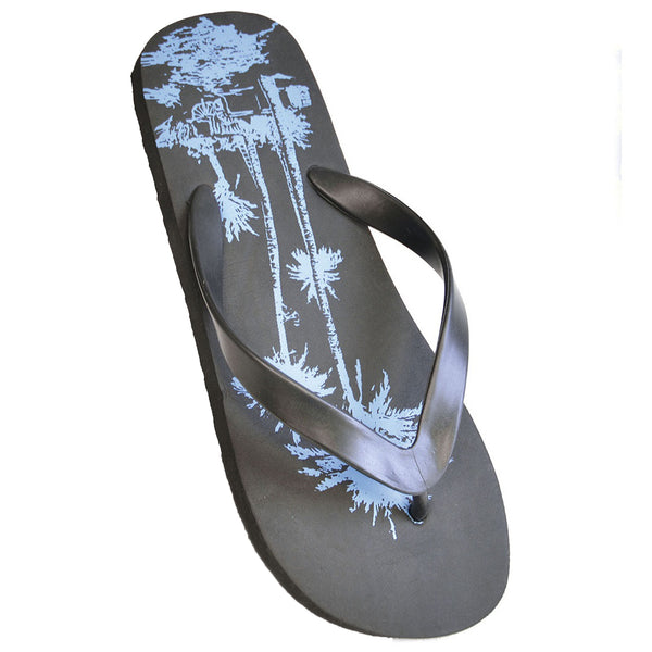 floso FLOSO Mens Palm Tree Print Flip Flops