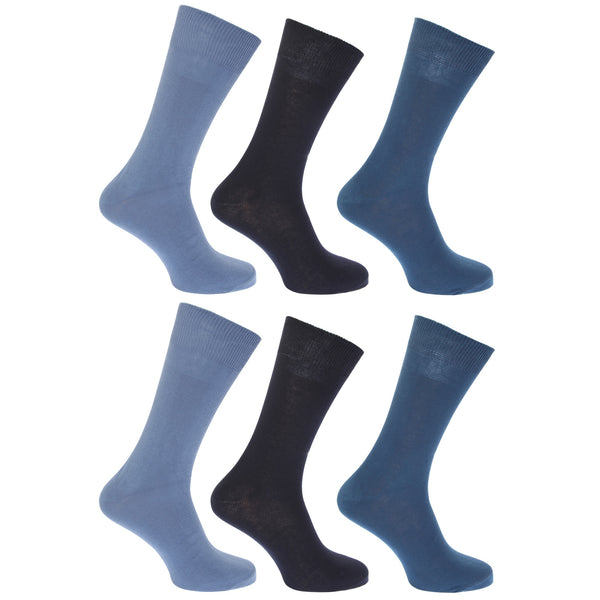 Floso FLOSO Mens Plain 100% Cotton Socks (Pack Of 6)