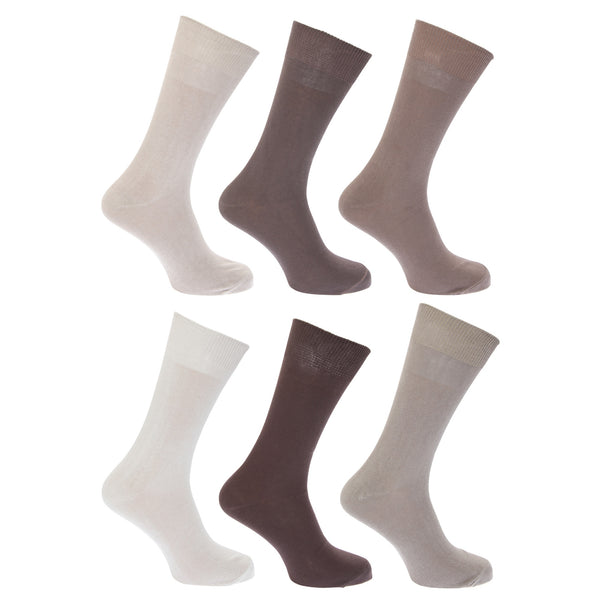Floso FLOSO Mens Plain 100% Cotton Socks (Pack Of 6)