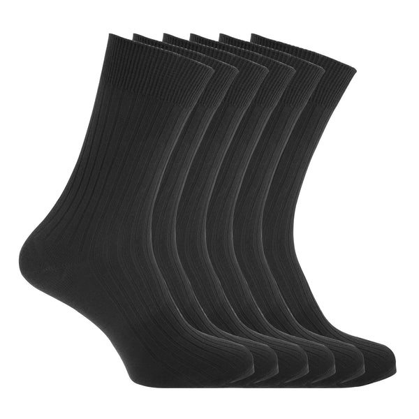 Floso FLOSO Mens Ribbed 100% Cotton Socks (6 Pairs)