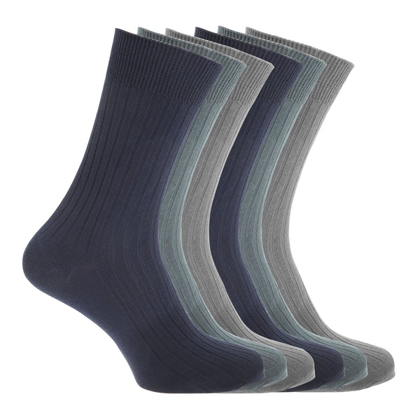 Floso FLOSO Mens Ribbed 100% Cotton Socks (6 Pairs)
