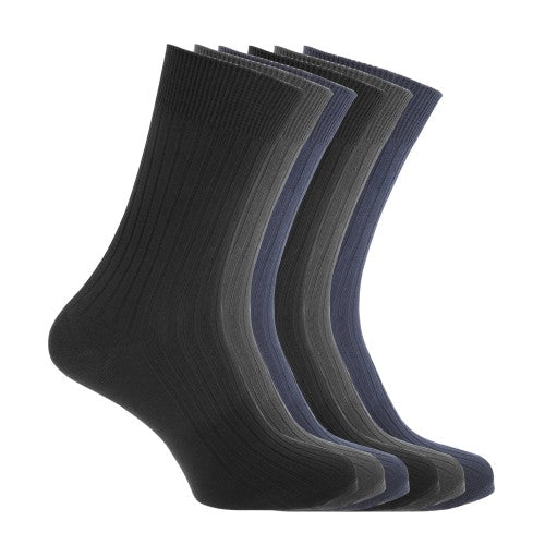 floso FLOSO Mens Ribbed 100% Cotton Socks (6 Pairs)