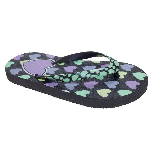 Floso FLOSO Girls Heart Print Flip Flops With Heart Printed Strap