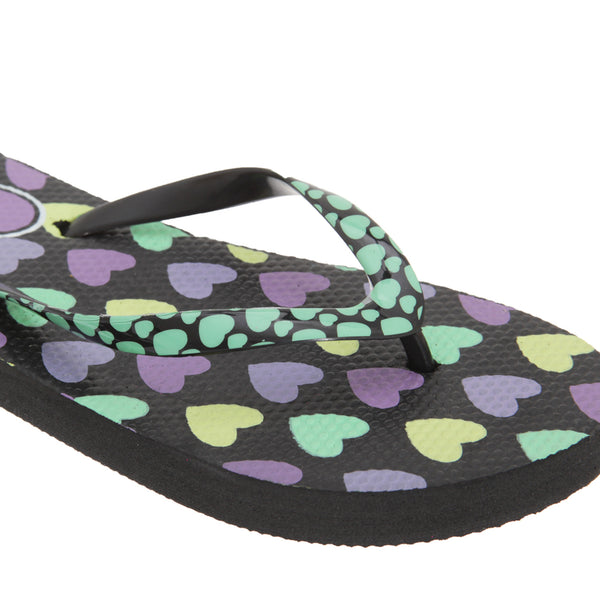 Floso FLOSO Girls Heart Print Flip Flops With Heart Printed Strap