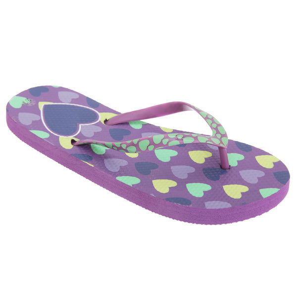 floso FLOSO Girls Heart Print Flip Flops With Heart Printed Strap