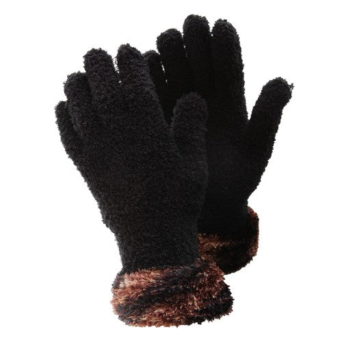 floso FLOSO Ladies/Womens Fluffy Extra Soft Winter Gloves With Patterned Cuff