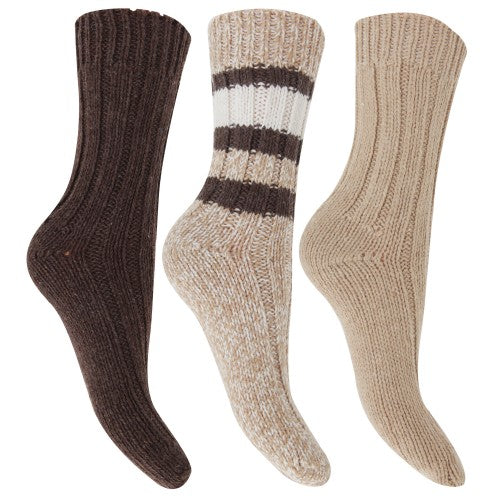 floso FLOSO Ladies/Womens Thermal Thick Chunky Wool Blended Socks (Pack Of 3)