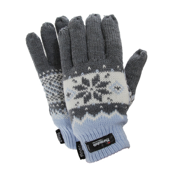 Floso FLOSO Ladies/Womens Thinsulate Fairisle Thermal Gloves (3M 40g)