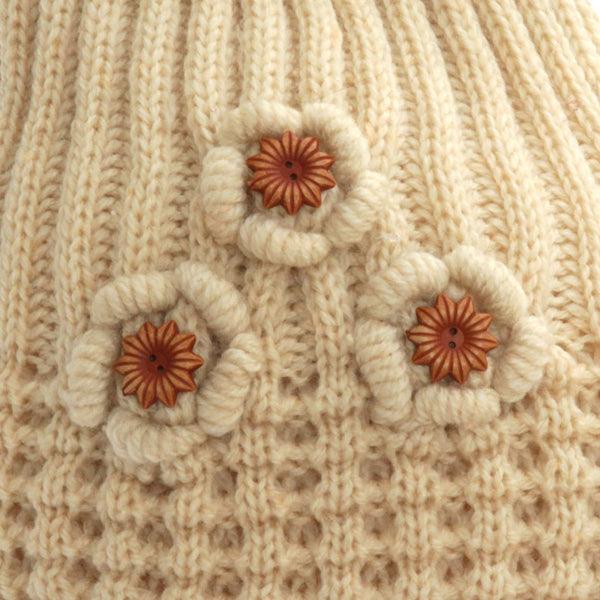 Floso FLOSO Ladies/Womens Winter Ribbed Beanie Hat With Floral Pattern
