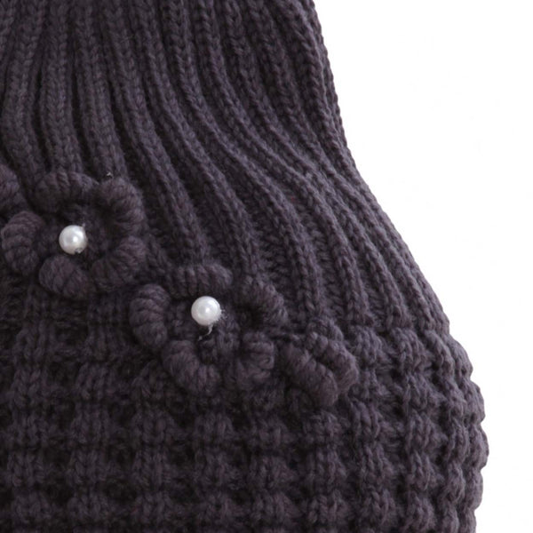 Floso FLOSO Ladies/Womens Winter Ribbed Beanie Hat With Floral Pattern