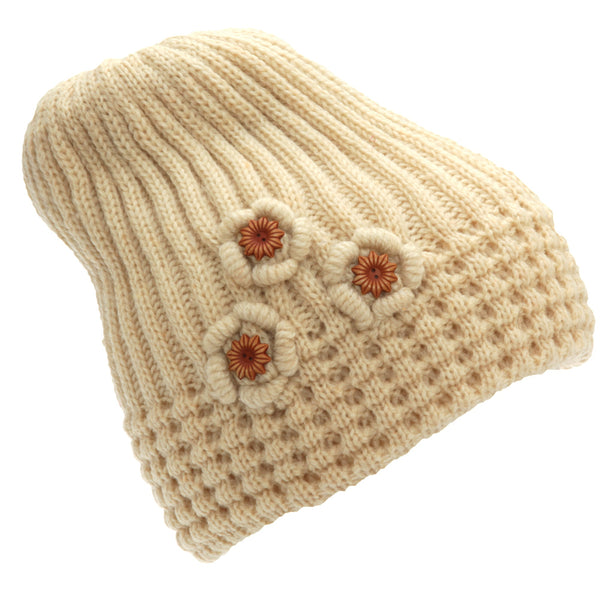 floso FLOSO Ladies/Womens Winter Ribbed Beanie Hat With Floral Pattern