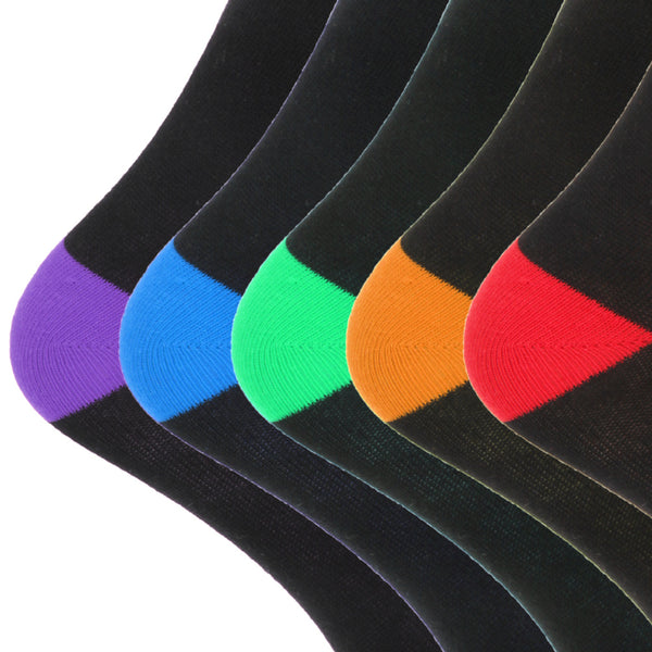 Floso FLOSO Mens Black Cotton Rich Heel And Toe Socks (Pack Of 5)