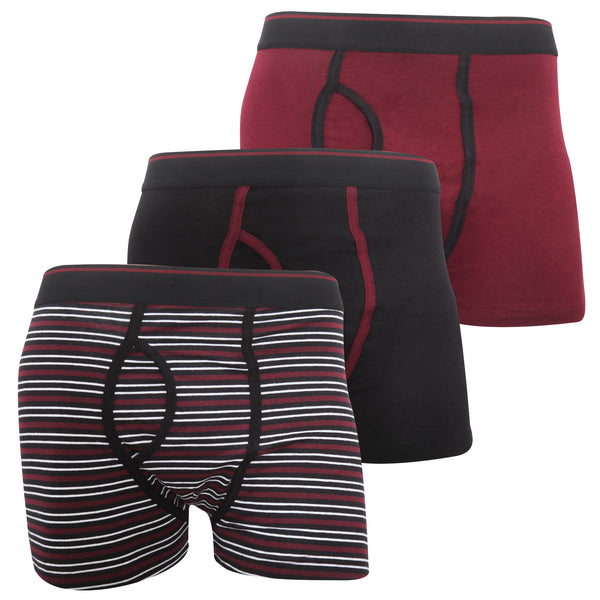 Floso FLOSO Mens Cotton Mix Key Hole Trunks Underwear (Pack Of 3)
