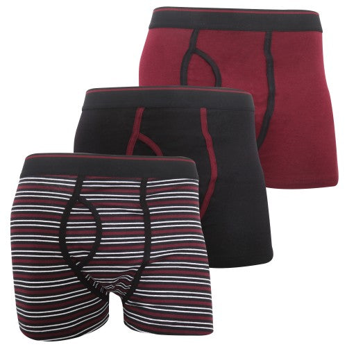 floso FLOSO Mens Cotton Mix Key Hole Trunks Underwear (Pack Of 3)