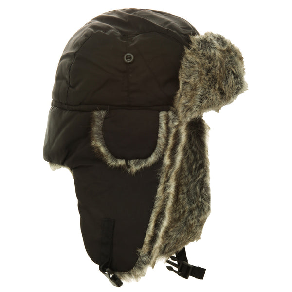 Floso FLOSO Mens Faux Fur Lined Showerproof Thermal Trapper Hat