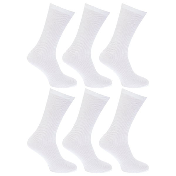 Floso FLOSO Mens Ribbed Non Elastic Top 100% Cotton Socks (Pack Of 6)