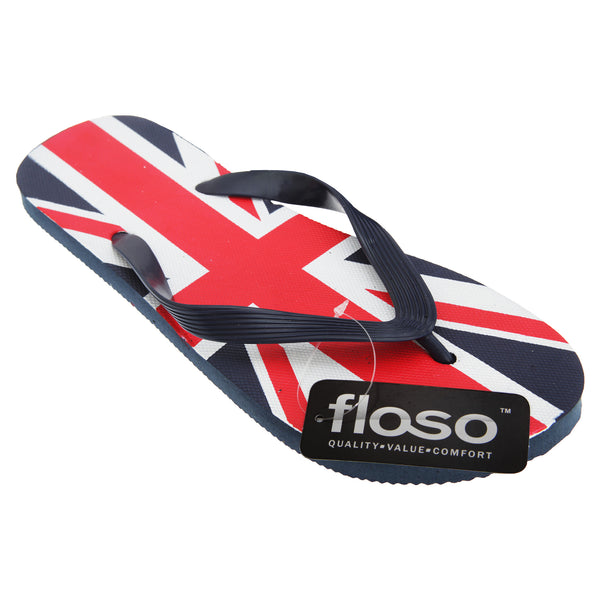 Floso FLOSO Mens Union Jack Design Great Britain Summer Wear Flip Flops