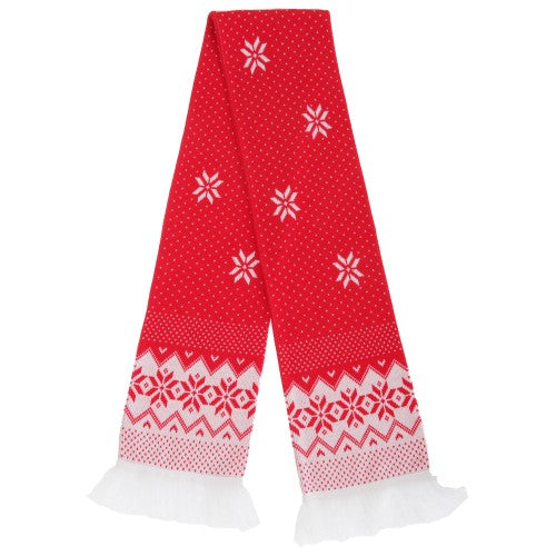 floso FLOSO Unisex Christmas Design Winter Scarf With Fringing
