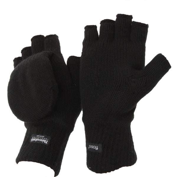 Floso FLOSO Unisex Mens/Womens Thinsulate Thermal Capped Winter Fingerless Gloves (3M 40g)