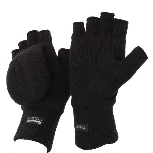 floso FLOSO Unisex Mens/Womens Thinsulate Thermal Capped Winter Fingerless Gloves (3M 40g)