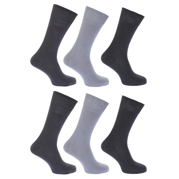 Floso FLOSO Womens/Ladies Plain 100% Cotton Socks (Pack Of 6)