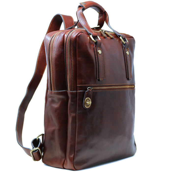 Floto Firenze Top Handle Backpack Olive (Honey) Brown