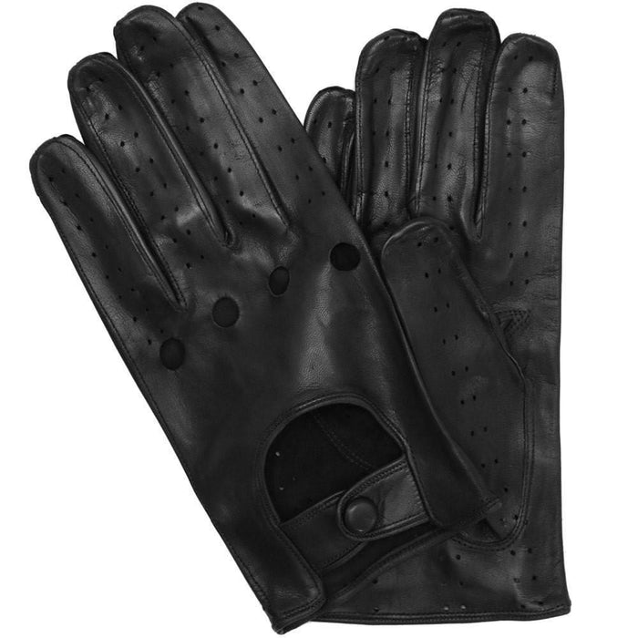 Floto Men's Black Leather Napoli Driving Gloves