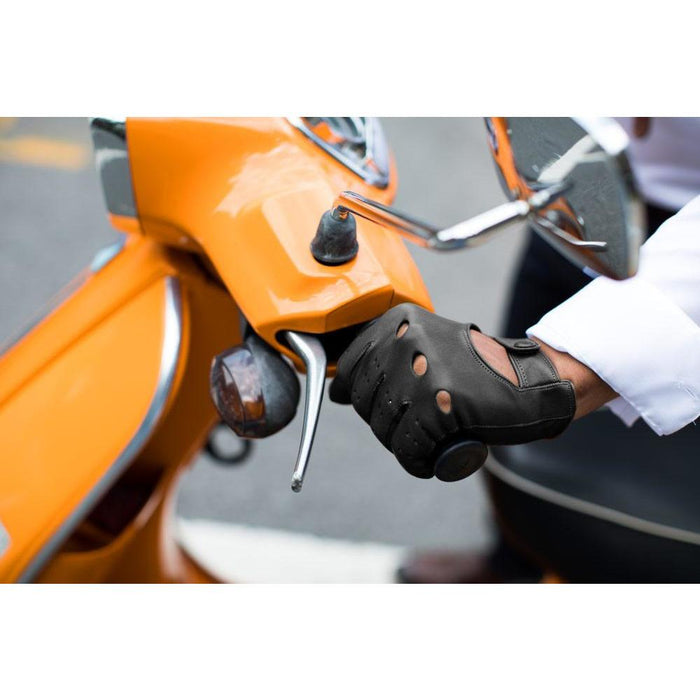 Floto Men's Black Leather Napoli Driving Gloves