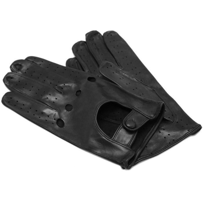 floto Men's Black Leather Napoli Driving Gloves