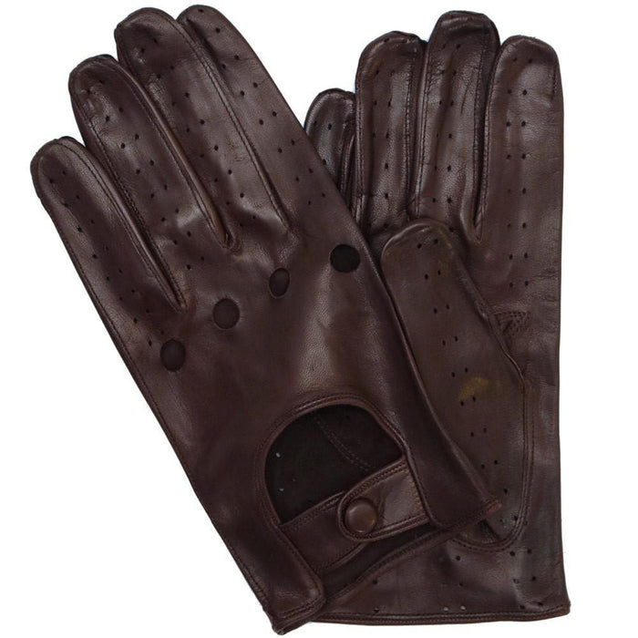 Floto Men's Brown Leather Napoli Driving Gloves