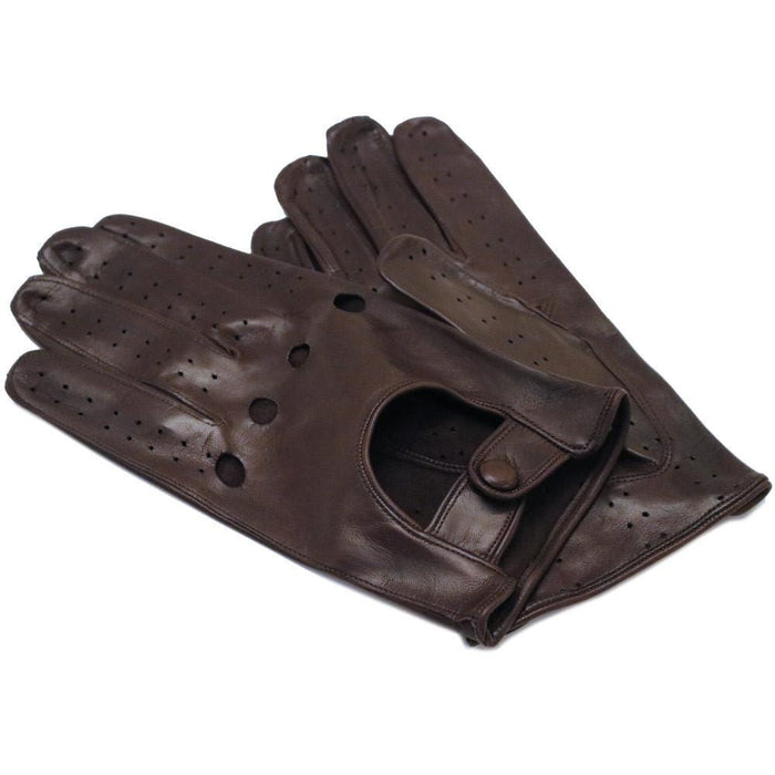floto Men's Brown Leather Napoli Driving Gloves