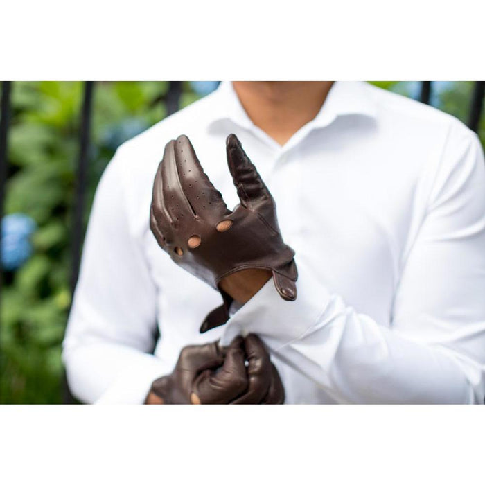 Floto Men's Taupe Leather Napoli Driving Gloves