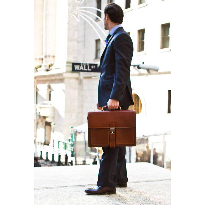 Floto Novella Briefcase Saddle Brown