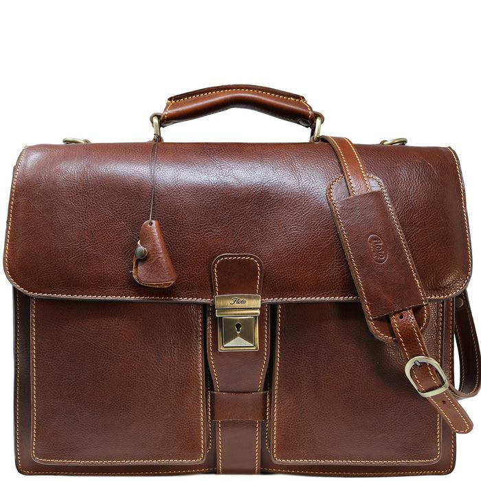 floto Novella Briefcase Saddle Brown