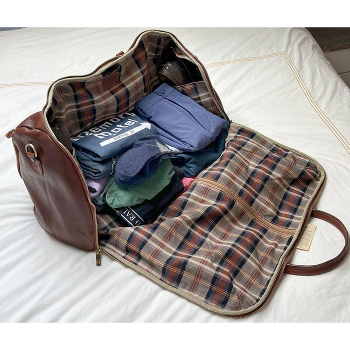 Floto Roma Garment Duffle Bag Saddle Brown