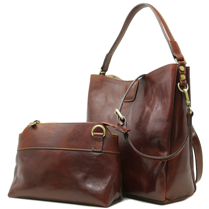 Floto Sardinia Shoulder Tote Orange & Brown