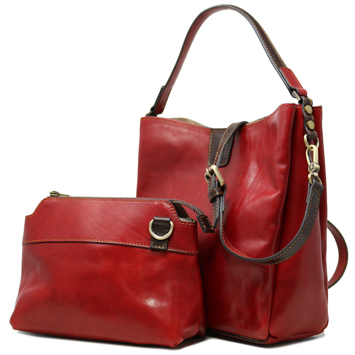 Floto Sardinia Shoulder Tote Orange & Brown