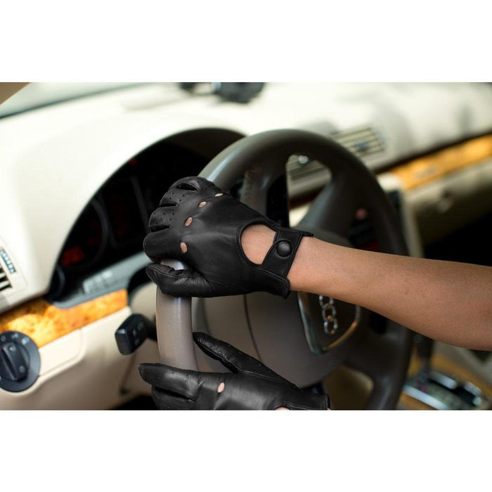 Floto Women's Black Leather Napoli Driving Gloves