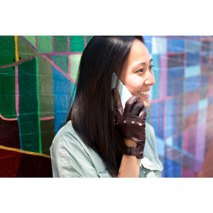 Floto Women's Brown Leather Napoli Driving Gloves