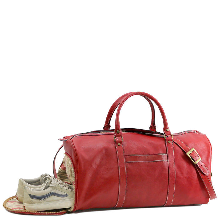 Floto Lugano Weekender W/ Shoe Compartment Olive (Honey) Brown